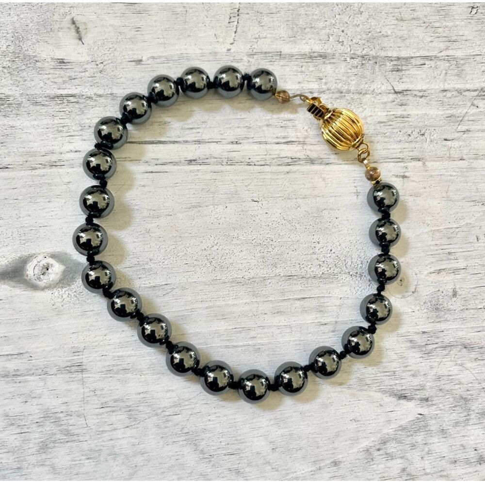 Hematite gold tone bracelet